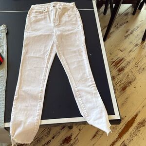 Good American White Stretch Skinny Jeans ripped cuff size 4/27 Like New!